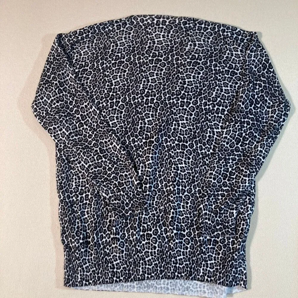 Michael Kors Sweater XL Black/Grey Animal Print V-Neck Soft Knit Casual Pullover